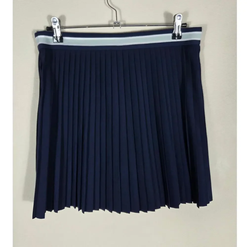 Lou & Grey Navy Blue Pleated Wanderweave Skort Size Med Golf Tennis Pickleball - Picture 2 of 8